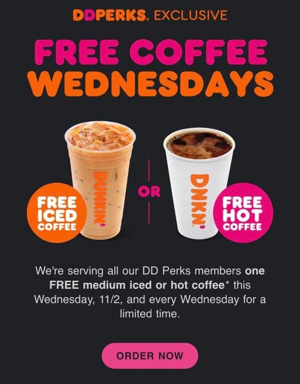 Every Wednesday! FREE Iced or Hot Coffee at Dunkin' Donuts (Select States + DD Perks Accounts ...