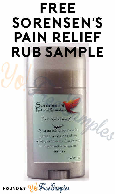 FREE Sorensen’s Pain Relief Rub Sample