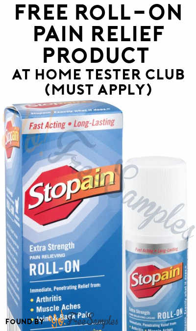 FREE Roll-On Pain Relief Product At Home Tester Club (Must Apply)