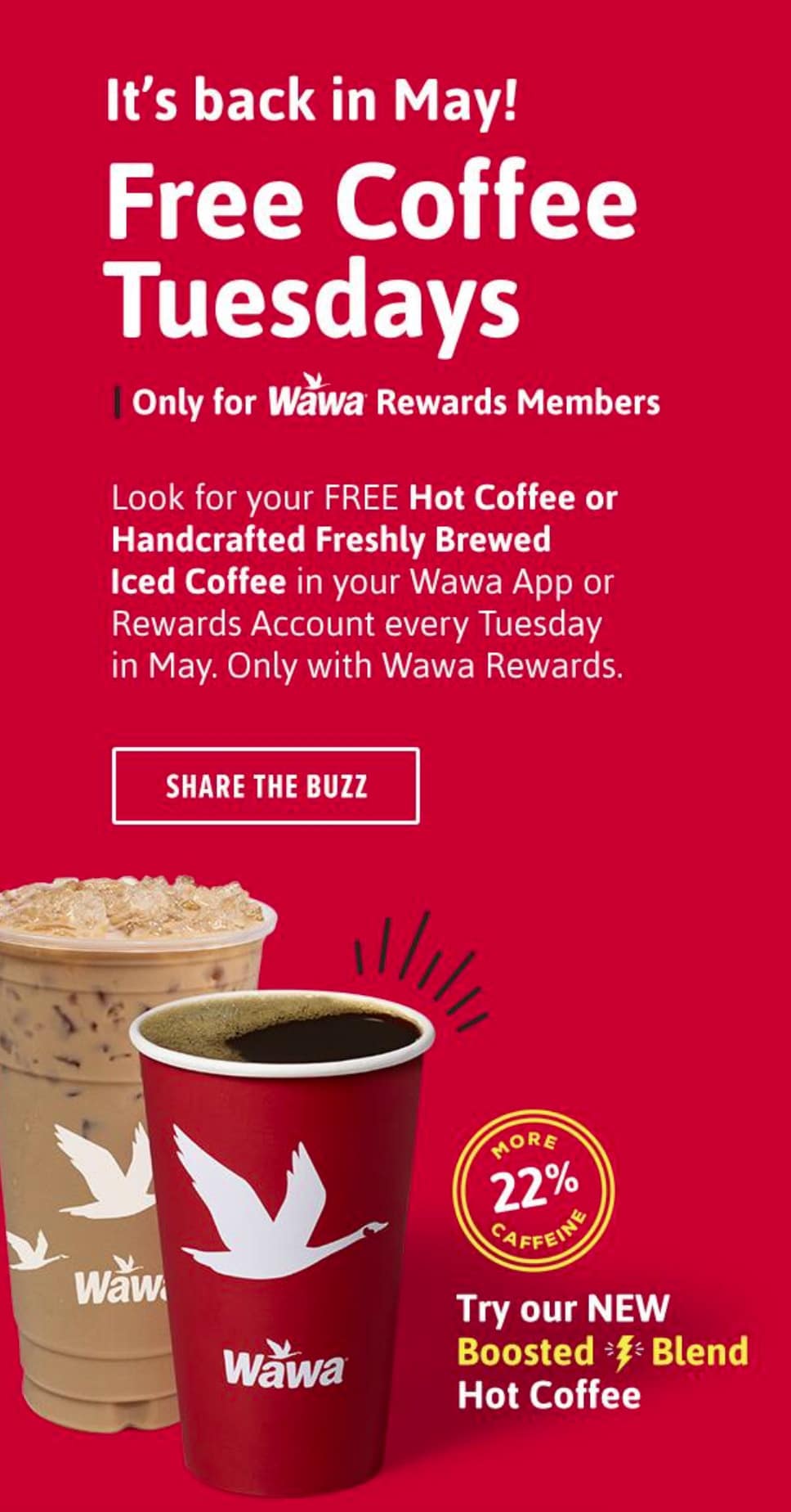 FREE Wawa Coffee Every Tuesday in May (App/ Rewards Required)