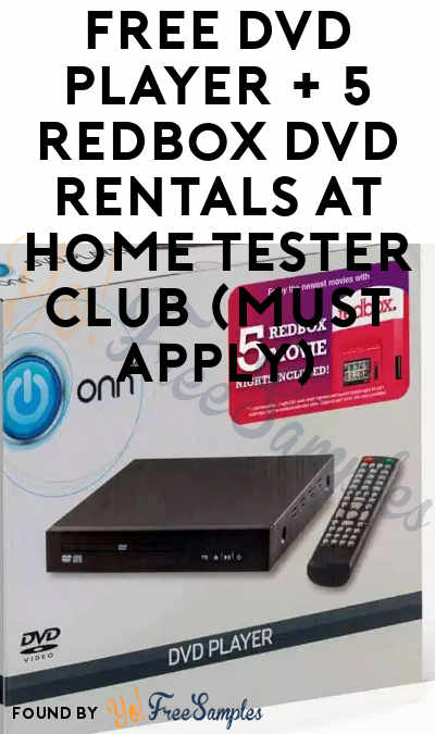 FREE DVD Player + 5 Redbox DVD Rentals At Home Tester Club (Must Apply)