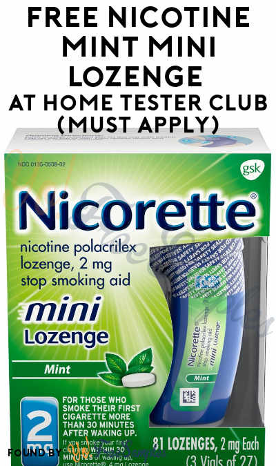 FREE Nicotine Mint Mini Lozenge At Home Tester Club (Must Apply)