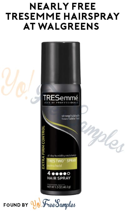 Nearly FREE Tresemme Hairspray at Walgreens – Just Pay Tax (Online Only/ Coupon Required)