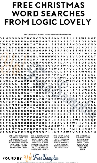 FREE Christmas Word Searches from Logic Lovely