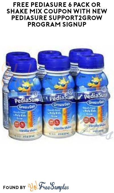 FREE PediaSure 6 pack or Shake Mix Coupon with New PediaSure Support2Grow Program Signup