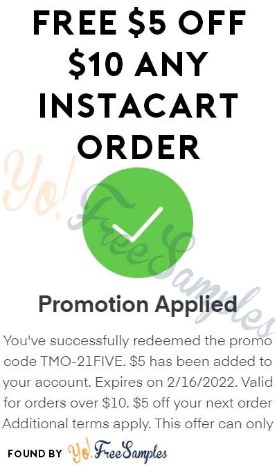 FREE $5 Off $10 Any Instacart Order