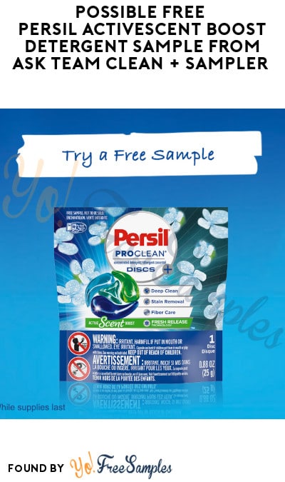 Possible FREE Persil Activescent Boost Detergent Sample from Ask Team Clean + Sampler