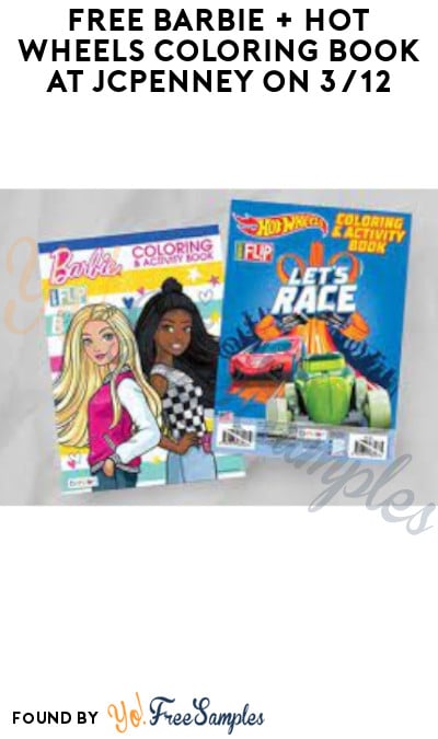 FREE Barbie + Hot Wheels Coloring Book at JCPenney on 3/12