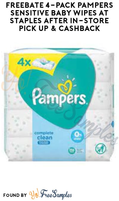 FREEBATE 4-Pack Pampers Sensitive Baby Wipes at Staples After In-Store Pick Up & Cashback (New TopCashBack Members Only)