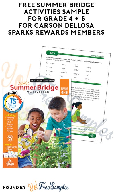 FREE Summer Bridge Activities Sample for Grade 4 + 5 for Carson Dellosa Sparks Rewards Members 