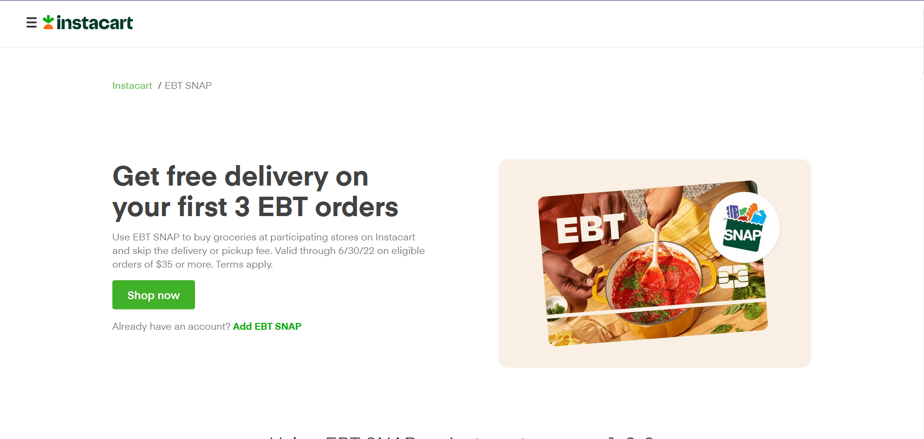 Ebt food deals delivery