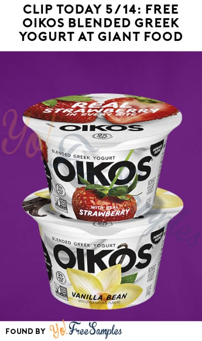 Clip Today 5/14: FREE Oikos Blended Greek Yogurt at Giant Food (Coupon Required)