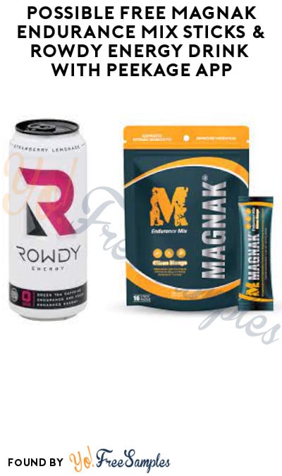 Possible FREE Magnak Endurance Mix Sticks & Rowdy Energy Drink with Peekage App