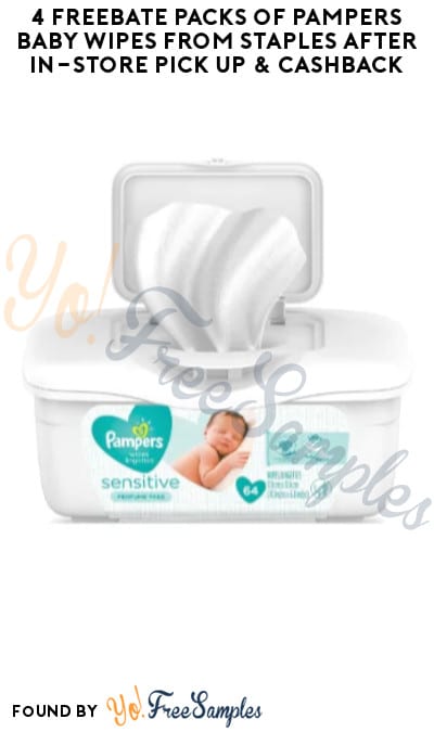 4 FREEBATE Packs of Pampers Baby Wipes from Staples After In-Store Pick Up & Cashback (New TopCashBack Members Only)