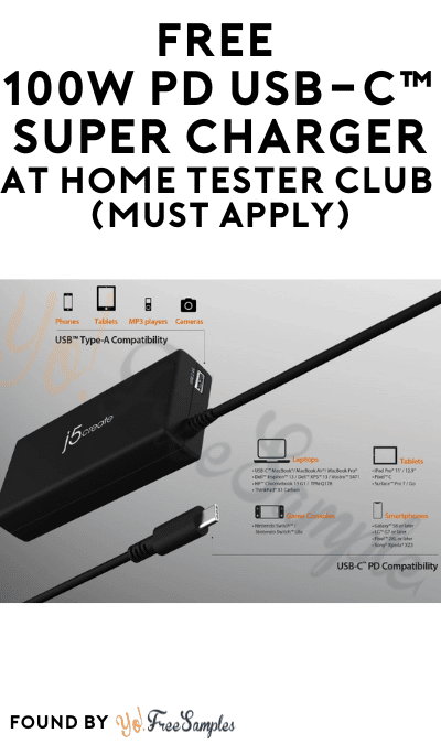 FREE 100W PD USB-C Super Charger At Home Tester Club (Must Apply)