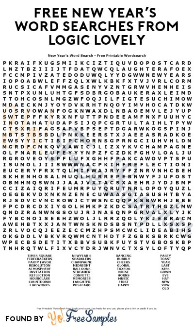 FREE New Year’s Word Searches from Logic Lovely