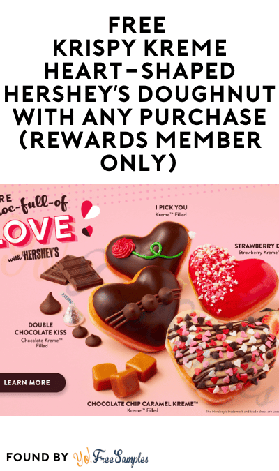 FREE Krispy Kreme Heart-Shaped Hershey’s Doughnut With Any Purchase (Rewards Member Only)