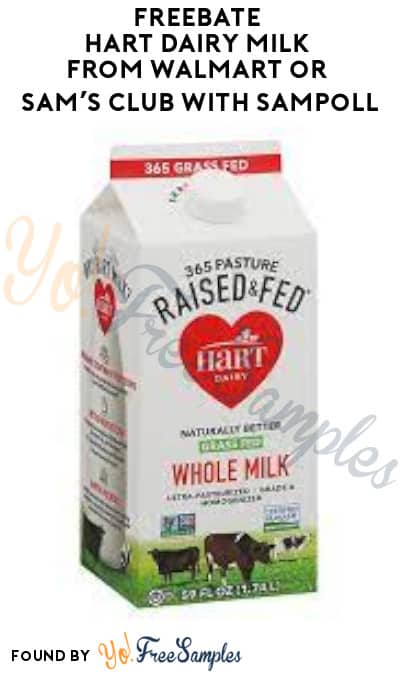 FREEBATE Hart Dairy Milk from Walmart or Sam’s Club with Sampoll (PayPal or Venmo Required)