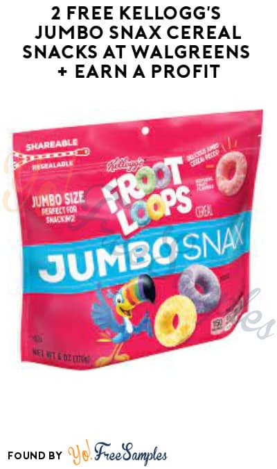 2 FREE Kellogg’s Jumbo Snax Cereal Snacks at Walgreens + Earn A Profit (Coupon, Ibotta & Shopkick Required)