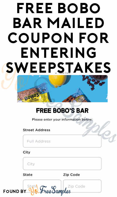 FREE Bobo Bar Mailed Coupon For Entering Sweepstakes