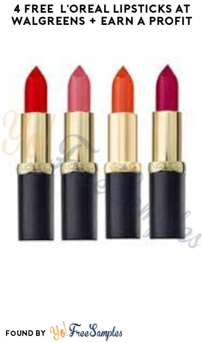 4 FREE L’Oreal Lipsticks at Walgreens + Earn A Profit (Select Accounts & Ibotta Required)