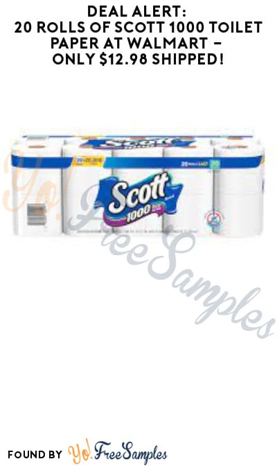 DEAL ALERT: 20 Rolls of Scott 1,000 Toilet Paper at Walmart – Only $12.98 Shipped! (Online Only)  
