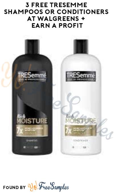 3 FREE Tresemme Shampoos or Conditioners at Walgreens + Earn A Profit (Rewards/Coupon Required)