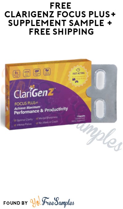 FREE Clarigenz Focus Plus+ Supplement Sample + FREE Shipping (Code Required)