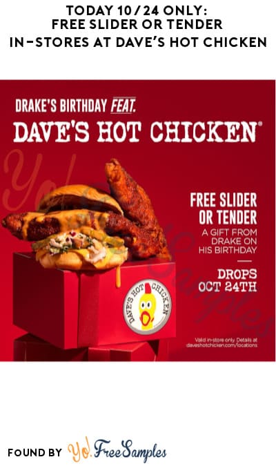 Today 10/24 Only: FREE Slider or Tender In-Stores at Dave’s Hot Chicken (Instagram/TikTok Required)