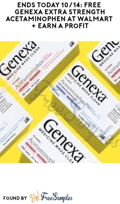 Ends Today 10/14: FREE Genexa Extra Strength Acetaminophen at Walmart + Earn A Profit (Ibotta Required)