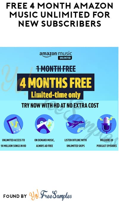 FREE 4 Month Amazon Music Unlimited for New Subscribers (Credit Card Required)