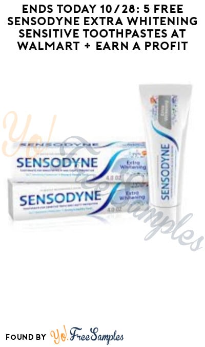 Ends Today 10/28: 5 FREE Sensodyne Extra Whitening Sensitive Toothpastes at Walmart + Earn A Profit (Ibotta Required)