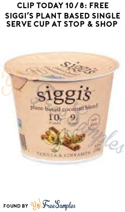 Clip Today 10/8: FREE Siggi’s Plant Based Yogurt Single Serve Cup at Stop & Shop (Coupon Required)