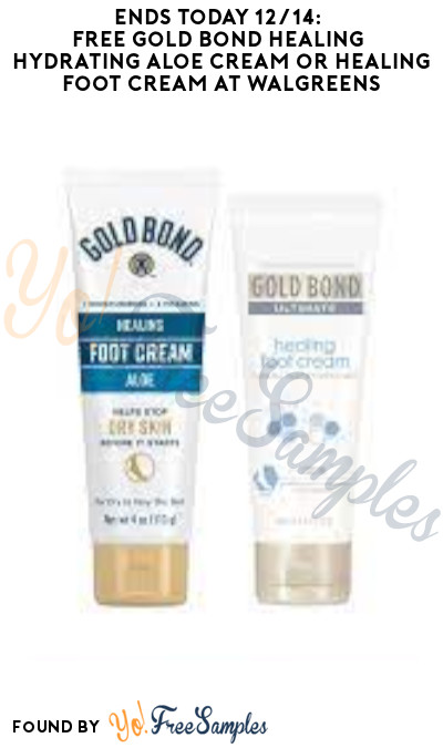 Ends Today 12/14: FREE Gold Bond Healing Hydrating Aloe Cream or Healing Foot Cream at Walgreens (Account/Coupon + Ibotta Required)