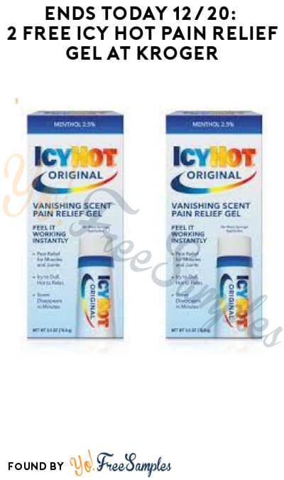 Ends Today 12/20: 2 FREE Icy Hot Pain Relief Gels at Kroger (Account/Coupon & Ibotta Required)