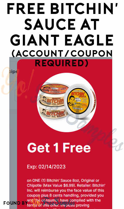 FREE Bitchin’ Sauce at Giant Eagle (Account/Coupon Required)
