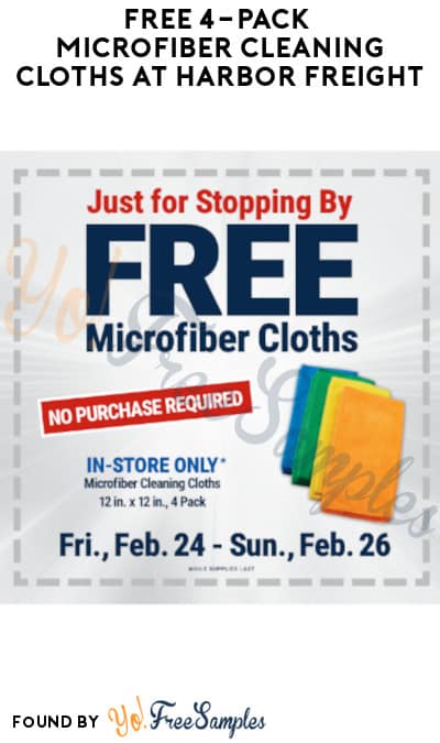 FREE 4-Pack Microfiber Cleaning Cloths at Harbor Freight (Coupon Required)