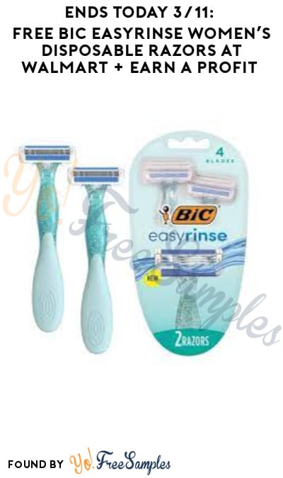 Ends Today 3/11: FREE BIC EasyRinse Women’s Disposable Razors at Walmart + Earn A Profit  (Coupons App & Ibotta Required)