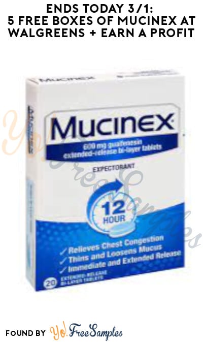 Ends Today 3/1: 5 FREE Boxes of Mucinex at Walgreens + Earn A Profit (Clearance, Checkout51 & Ibotta Required)