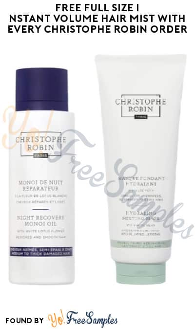 FREE Full Size Instant Volume Hair Mist With Every Christophe Robin Order (Online Only + Code Required)