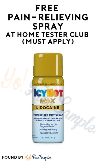 FREE Pain-Relieving Spray At Home Tester Club (Must Apply)