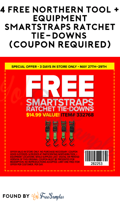 4 FREE Northern Tool + Equipment SmartStraps Ratchet Tie-Downs (Coupon Required)