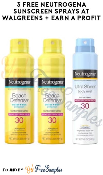 3 FREE Neutrogena Sunscreen Sprays at Walgreens + Earn A Profit (Account/Coupon & Rebate Required)