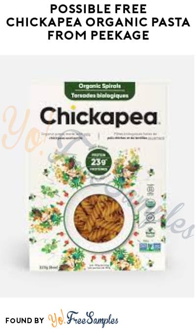 Possible FREE Chickapea Organic Pasta from Peekage (California, Midwest & Northeast Only)