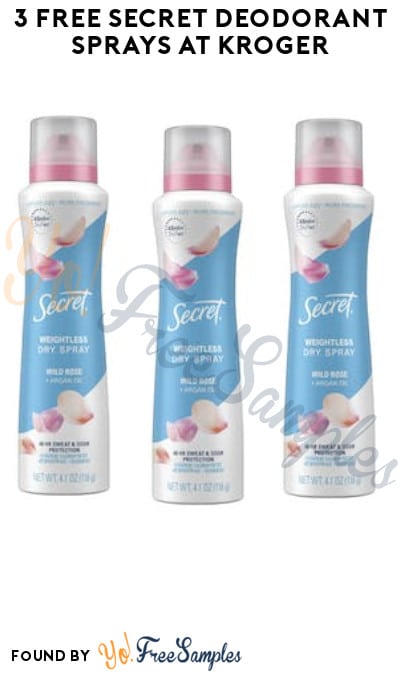 3 FREE Secret Deodorant Sprays at Kroger (Account/Coupon & Ibotta Required)
