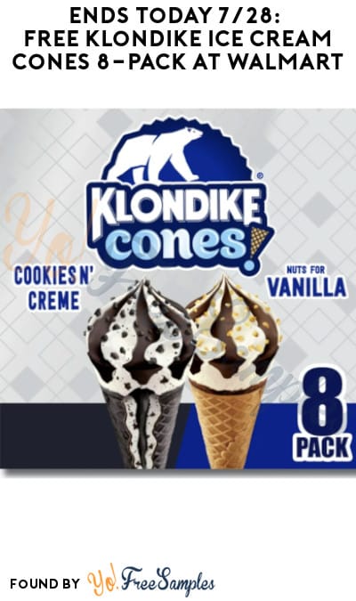 Ends Today 7/28: FREE Klondike Ice Cream Cones 8-Pack at Walmart (Ibotta & Fetch Rewards Required)