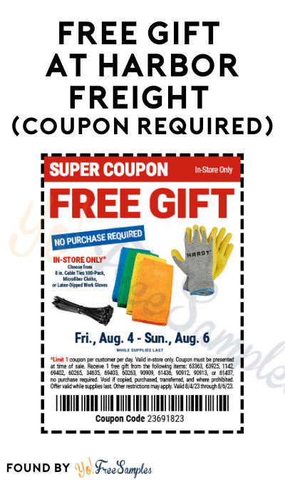 FREE Gift at Harbor Freight (Coupon Required)