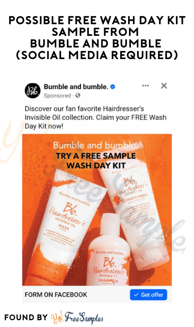 Possible FREE Wash Day Kit Sample from Bumble and Bumble (Social Media Required)