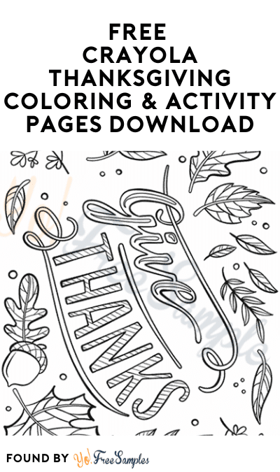 FREE Crayola Thanksgiving Coloring & Activity Pages Download