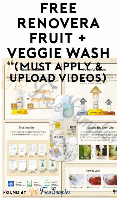 FREE Renovera Fruit + Veggie Wash (Must Apply & Upload Videos)